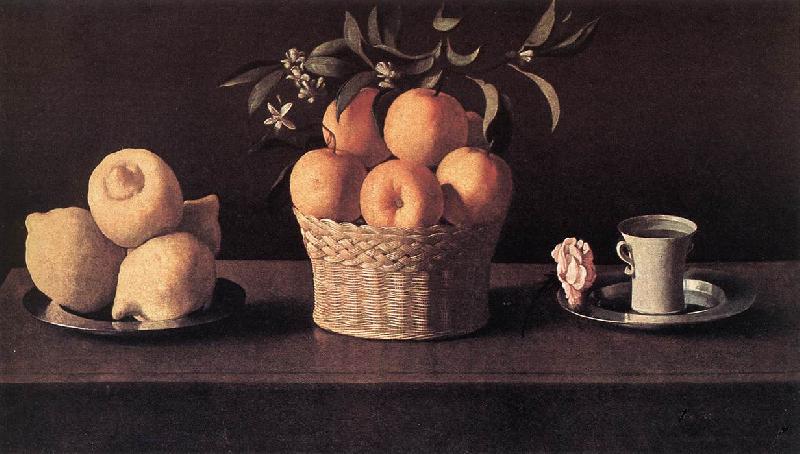 ZURBARAN  Francisco de Still-life with Lemons, Oranges and Rose France oil painting art